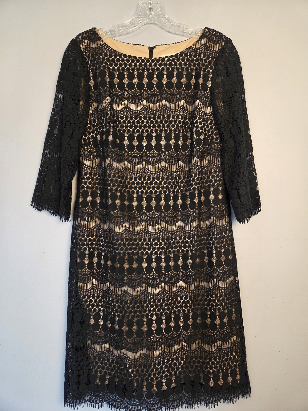 Jessica Howard Crochet Lace Overlay Coquette Cocktail Dress Black Sz 6 ST4M4286